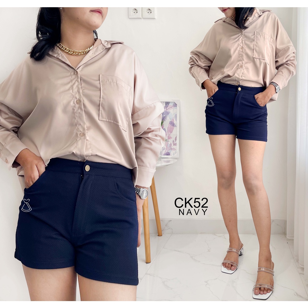 CK52 - CELANA PENDEK SHORT WAFFLE CREPE WANITA CELANA IMPORT MURAH