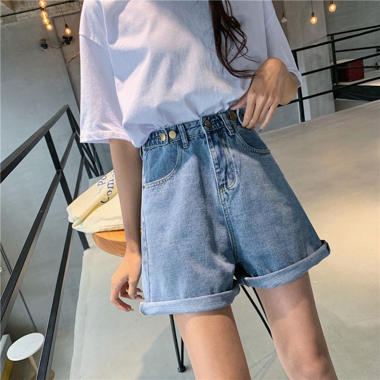 celana jeans pendek wanita korean style highwaist dewasa kulot jeans jumbo kekinian hot pants 2023