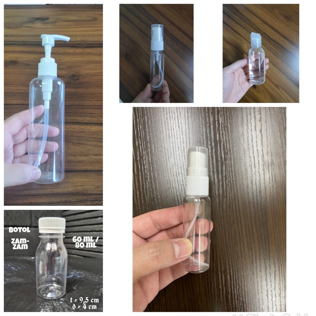 Botol Spray Parfum Fliptop Presstop Pump 30ml 60ml 100ml 250ml TUTUP PUTIH TRANSPARAN Bening PET Tebal 30 60 100 250 ml Botol Shortneck