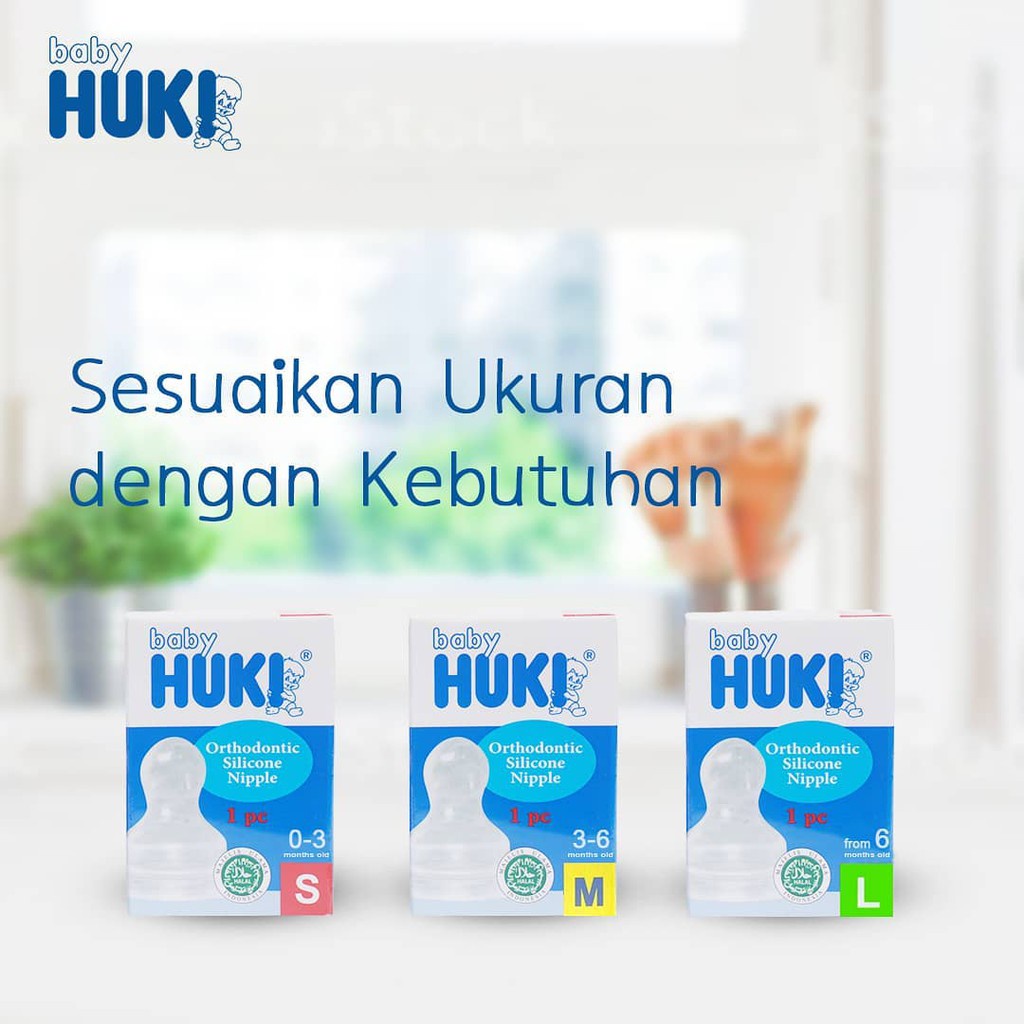 Huki orthodontic silicone nipple gepeng (s,m,l)