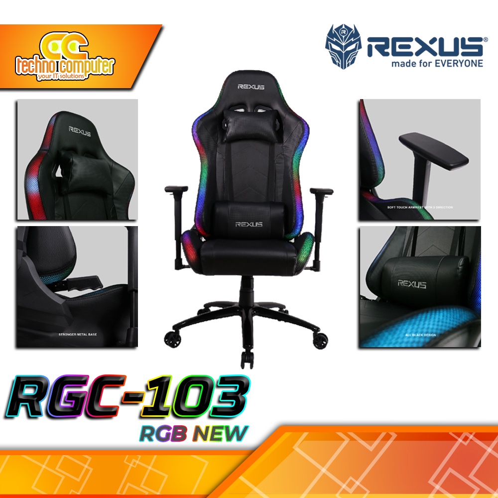 KURSI GAMING REXUS RGC-103 RGB NEW - 3D Armrest / REXUS Gaming Chair
