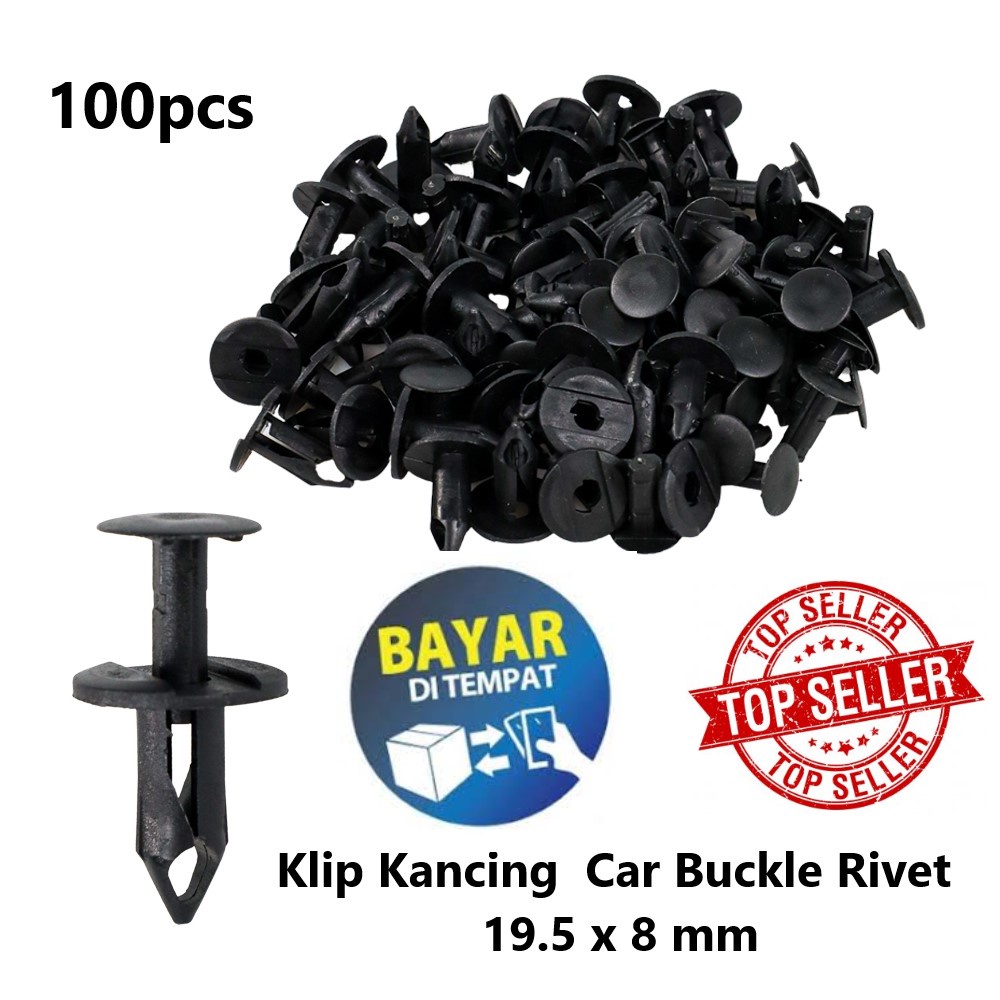 NEW PRODUK - BAUT RIVET UNIVERSAL - Klip Kancing Plastic Car Buckle Rivet 19.5 x 8 mm 100Pcs - 50Pcs - Bolt - Paku Mur - RIVET - Nut Bemper Dashboard - paku rivet - Klip kancing bumper - Paku rivet Mur plastik