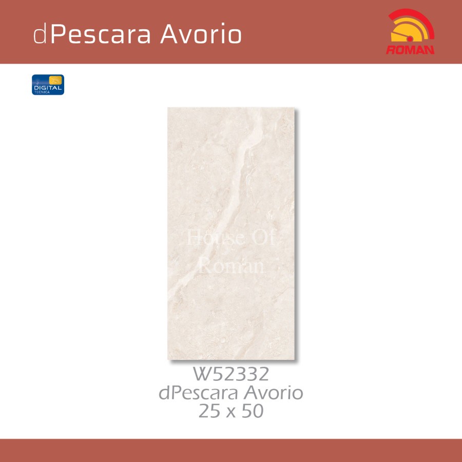 ROMAN KERAMIK DPESCARA AVORIO 25X50 W52332 (ROMAN HOUSE OF ROMAN)