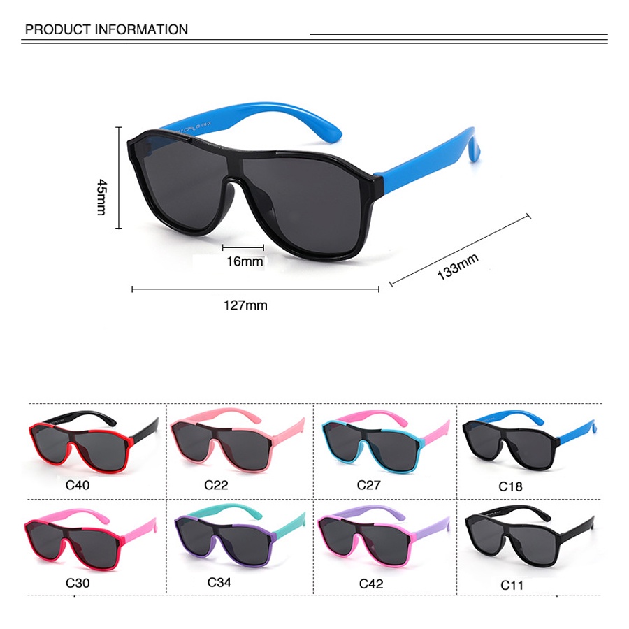 Kacamata Hitam Anak Silikon Polarized Lensa One-piece Outdoor Shades