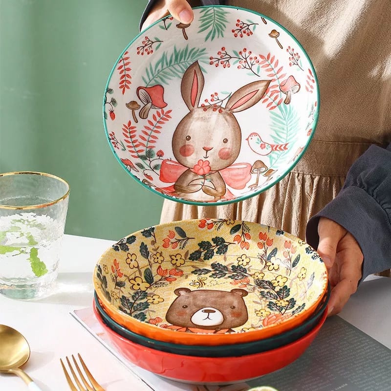 Piring Makan Keramik Nordic Dekorasi  Piring Dapur Desain Hewan Lucu