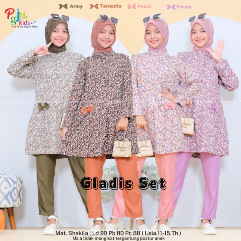 PGJ Kids - Ragam Setelan Tunik Anak Remaja + Celana Kulot usia 9-14 tahun / Mona Desta Setelan tunik