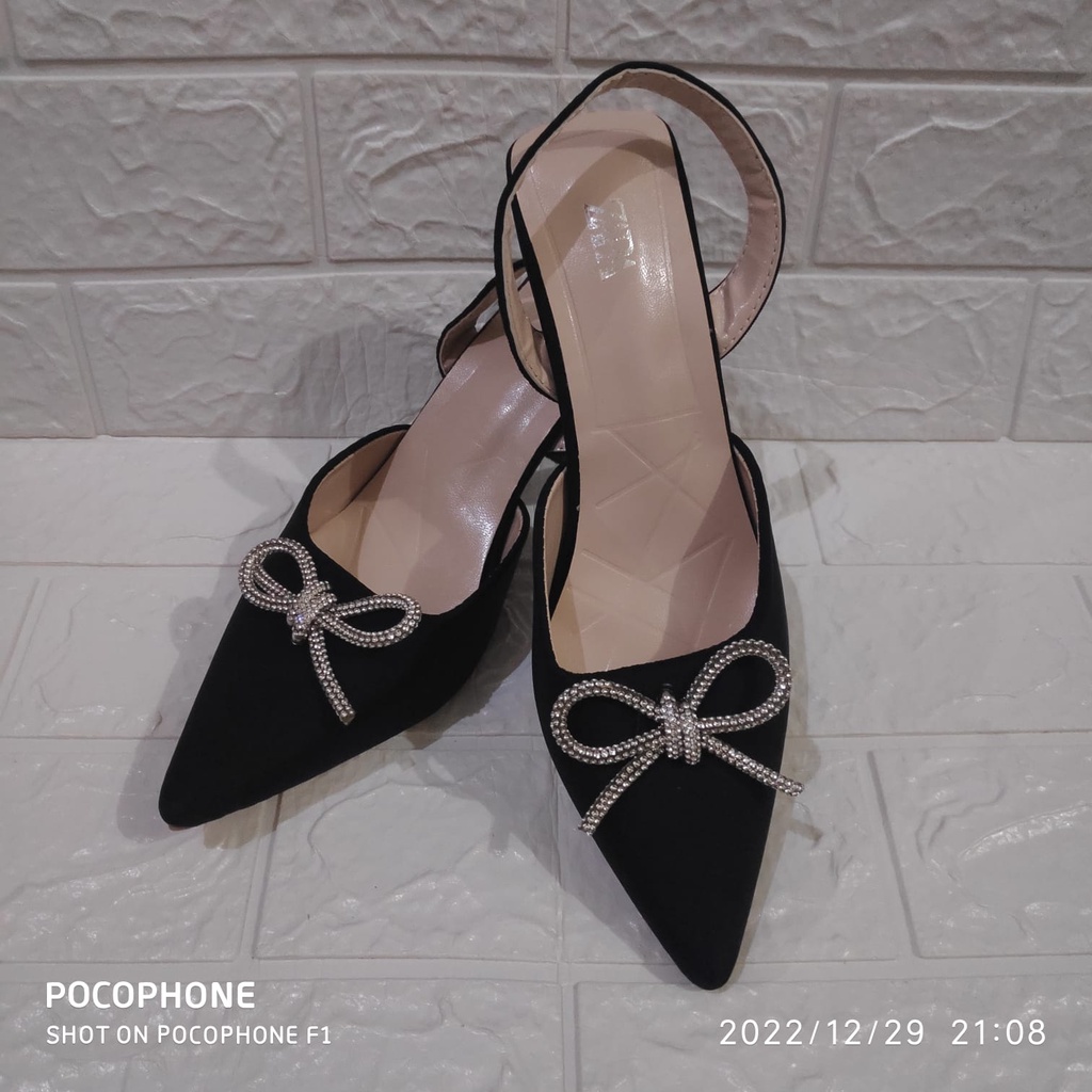 Sepatu import wanita/ sepatu import sepatu HEELS PITA BLING wanita murah Sepatu Hak 5cm H8686