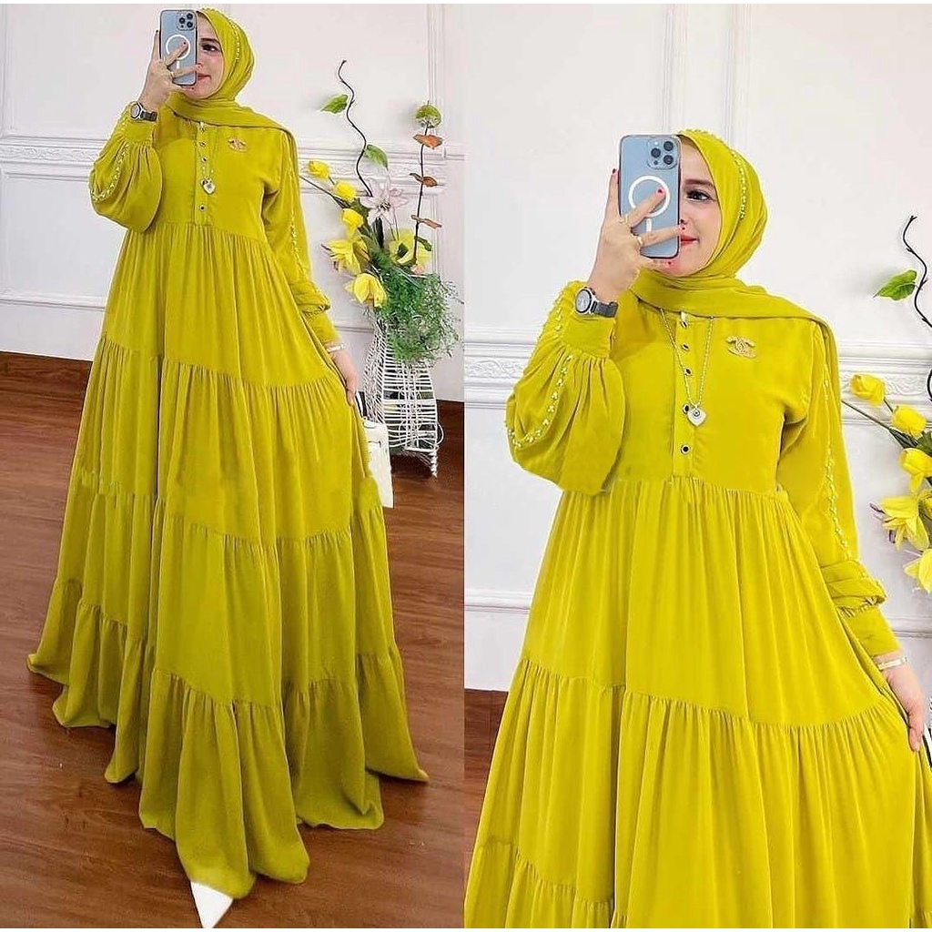 SERENA SET PASHMINA DRESS WD Bahan CERUTY BABYDOLL FULL PURING SIZE M L DAN XL PB 140 CM KANCING DEPAN BUSUI FRIENDLY GAMIS WANITA TERBARU 2023 KEKINIAN DRESS PUTIH JUMBO BUSUI FRIENDLY MAXI DRESS LENGAN PANJANG