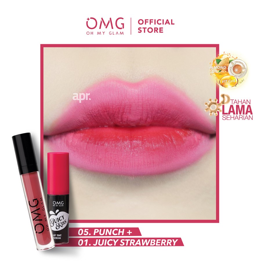 OMG Oh My Glam Plum Juicy Ombre Grapefruit Peach Pinkish Coral Orange Fuscia LIPTINT LIPCREAM