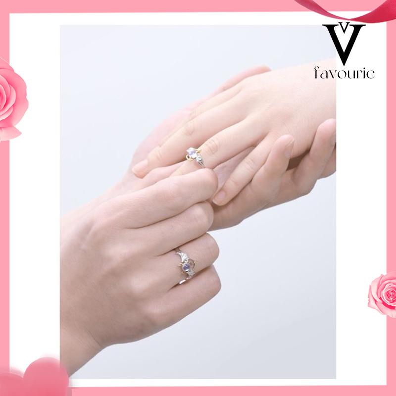CODPerhiasan Cincin Pasangan Perak Biru Moonstone Malaikat Setan-FA