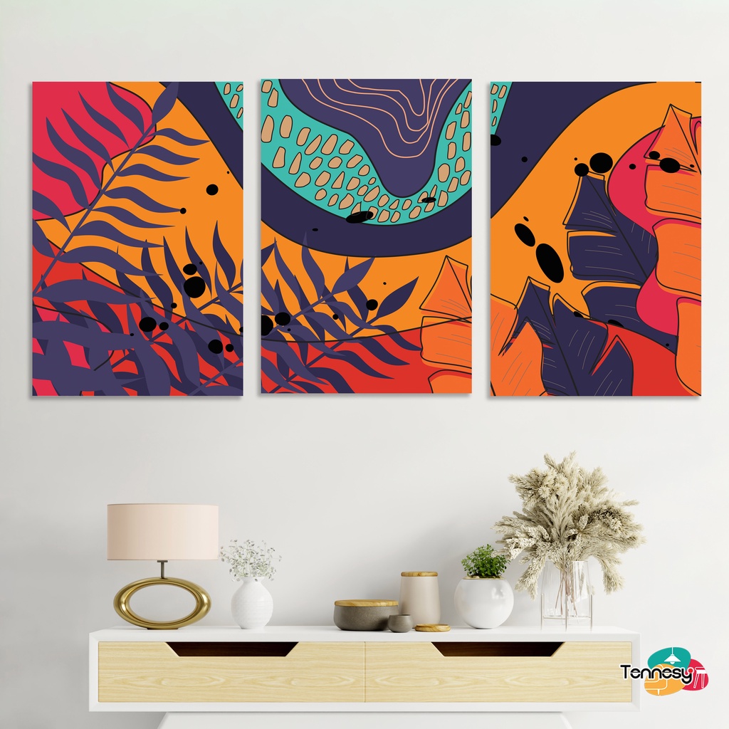 TENNESY HIASAN DINDING ABSTRAK TROPICAL 60x30CM WALL DECOR PAJANGAN KAYU POSTER DEKORASI DINDING DAPUR KAMAR TIDUR RUMAH