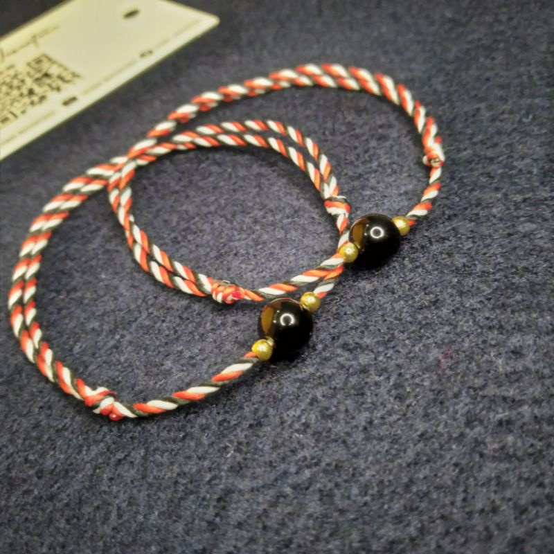 Gelang tridatu batu black Onyx asli bali