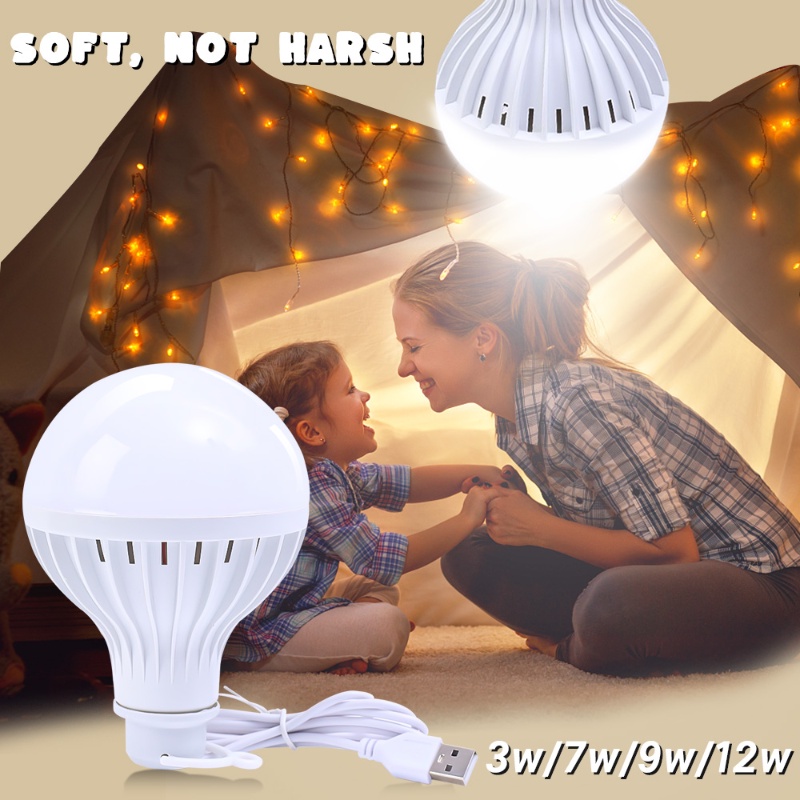 3per7 /7 /9 /12W Lentera Portabel Lampu Camping USB Power Multi 5V Lampu LED Dengan Kait Untuk Tenda Outdoor Camping Hiking Gear