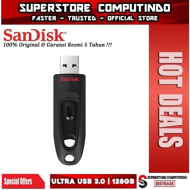 Flashdisk SanDisk Ultra USB 3.0 100MB/s 128GB CZ48 |SanDisk CZ48 128GB