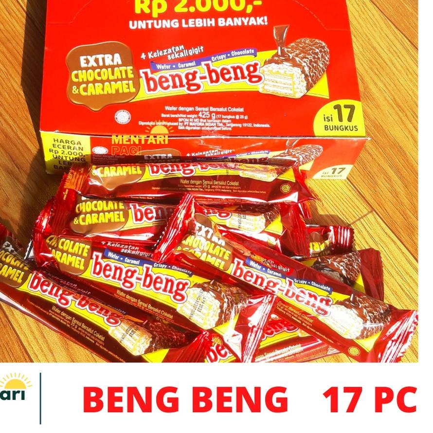 

TERBAIK ! BENG BENG Wafer Caramel Crispy Chocolate 25gr 1 Pack isi 17 pc Snack Coklat Jajanan Cemilan Anak Murah Enak B0D**