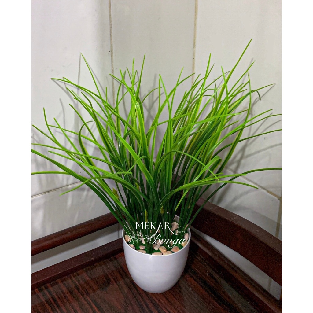 Jual Pot Tanaman Hias Rumput Artifisial Dekorasi Meja Kantor Ruangan ...