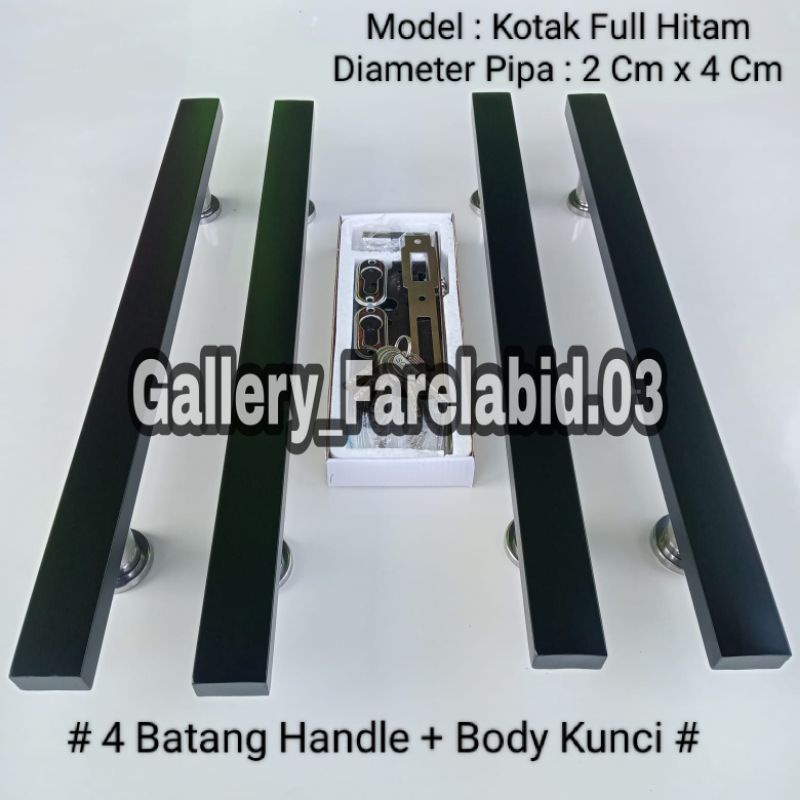 80 Cm Handle Pintu Rumah Stainless Steel Kotak Hitam Set Body Kunci Gagang Pintu 60 Cm Pegangan Pintu Kupu Tarung 45 Cm Tarikan Pintu Utama Minimalis