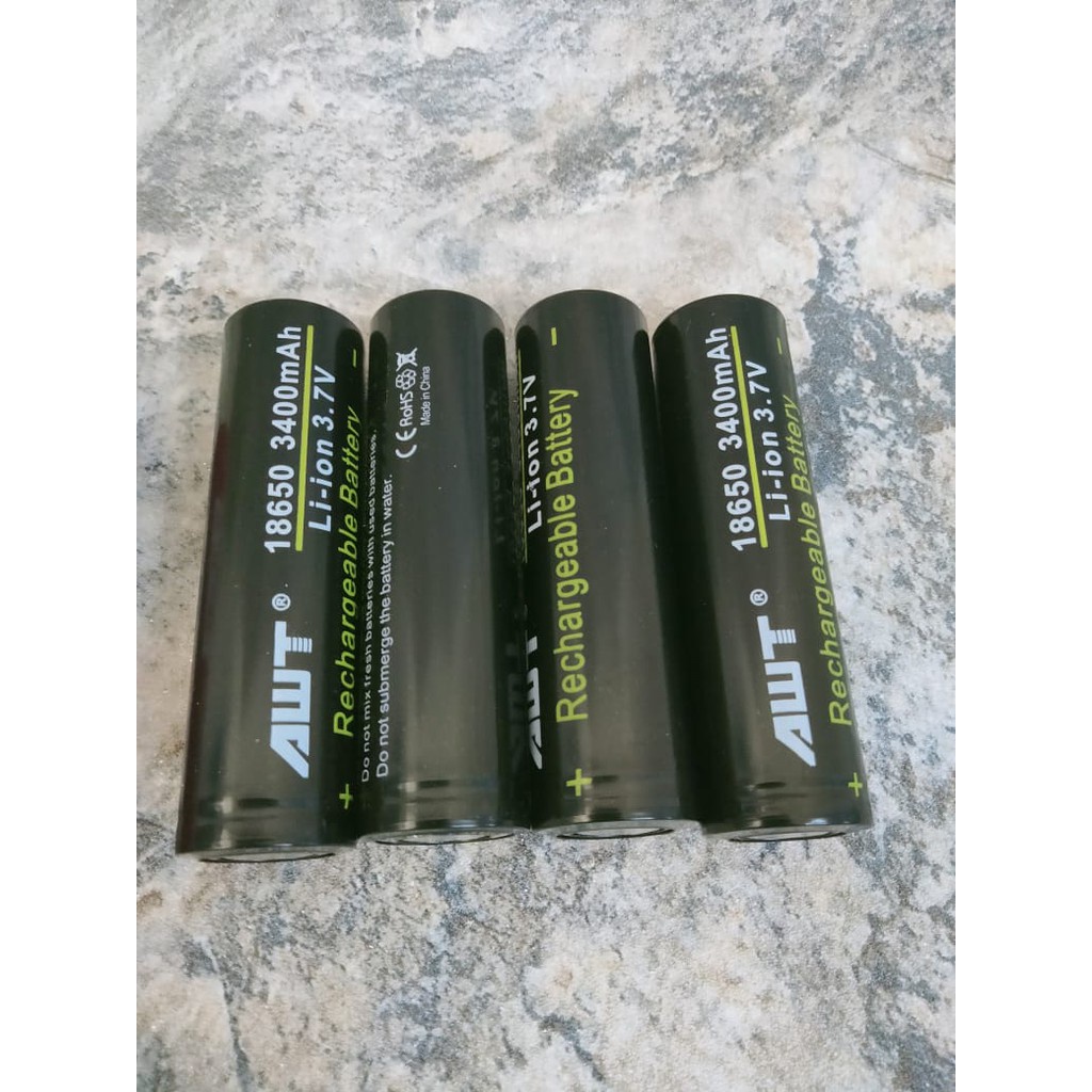 Battery AWT 18650 Baterai 3400 MaH Batre High Quality Baterai // Batere AWT Merah AWT Hitam RECHARGEABLE