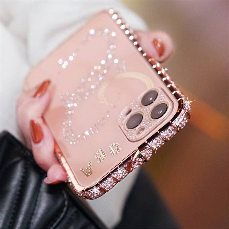 IPHONE Glitter Berlian Imitasi Diamond Cover Shockproof Metal Bumper Case Untuk Iphone14 13 12 11 Pro Max Plus Case