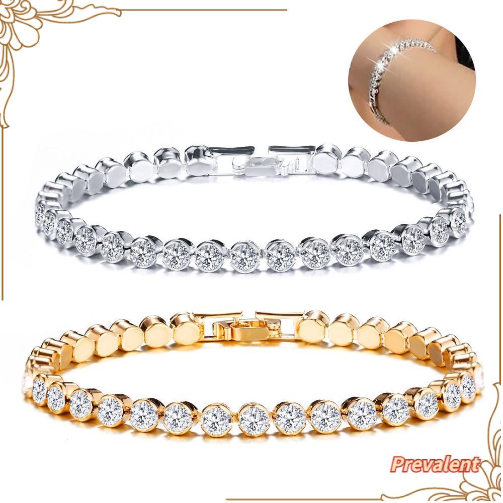 Gelang PREVA Lebar 5mm Mewah Berkilau Gelang Fashion Hip Hop