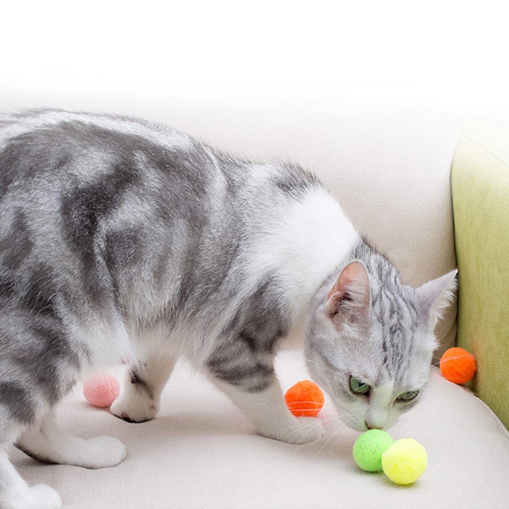 10pcs Pompom Kucing Mainan Kucing Warna-Warni Untuk Kucing Indoor Untuk Menangkap Kejar, Menggores Mewah DIY Mainan Mengunyah Anak Kucing, Mainan Interaktif Untuk Kucing