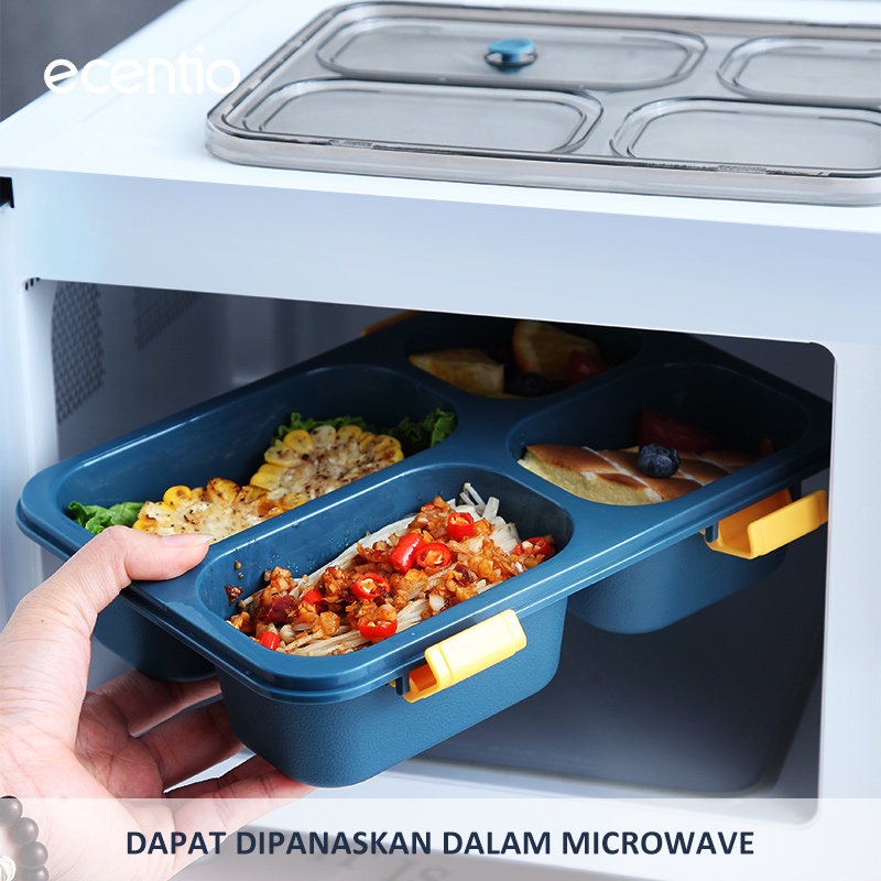 ecentio lunch box 2 susun lunch box set BPA Free/Kotak Makan Portable lunch box 4 Sekat kotak bekal Gratis Sendok