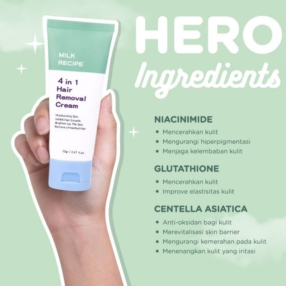 Milk Recipe 3 in 1 Hair Removal Cream Krim Penghilang Bulu Perontok