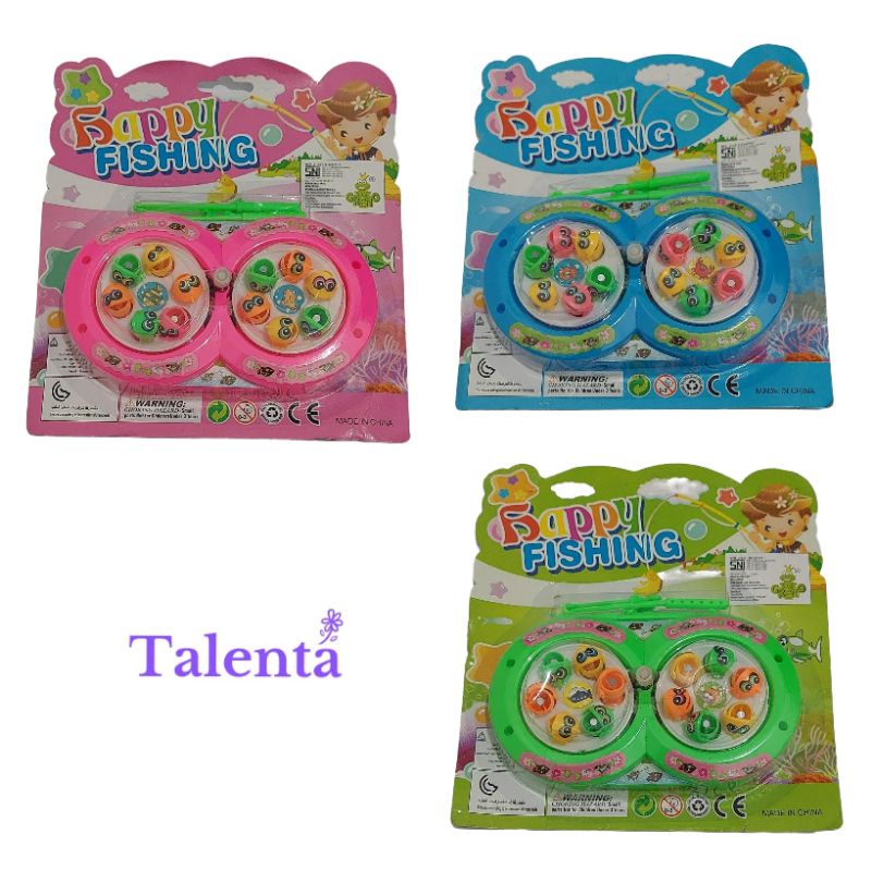 Mainan Anak Pancingan Ikan Magnet Putar 2 Kolam Happy Fishing