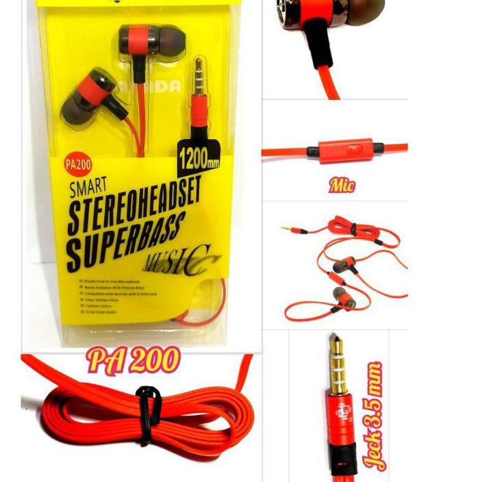 ➸ Headset Handsfree PAPADA PA200 PA600 PA900 P4 D1 Earphone super bass headphone aksesoris hp murah 