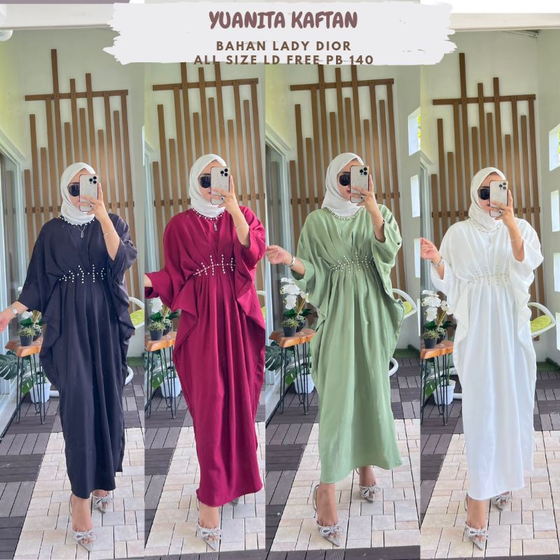 Yuanita Kaftan Bahan Dior Ld Free/Kaftan Dior/Kaftan Mutiara/Kaftan Lebaran/Kaftan Jumbo