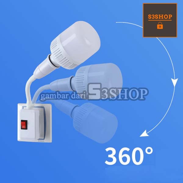 Fitting Lampu Flexible E27 Lampu Belajar Saklar Tidur Fiting Putar 360