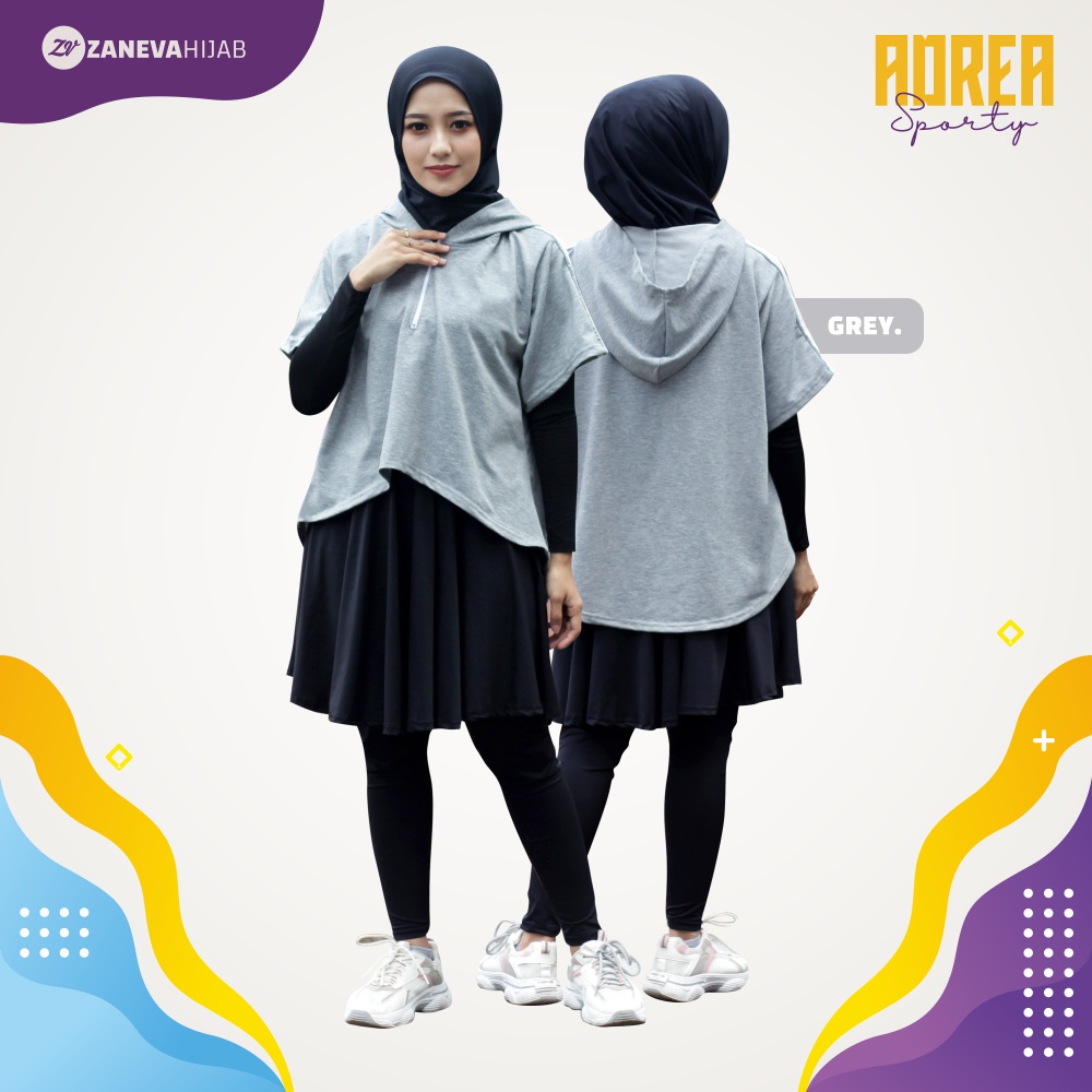 Adrea Sporty l Hoodie Olahraga Muslimah l Hoodie Wanita l Sportwear Zaneva l Olahraga Lari Bersepeda Workout Jogging