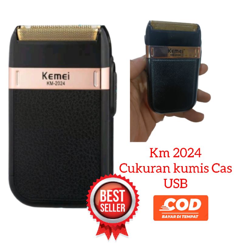 KEMEI Alat Mesin cukur Kumis Jenggot Botak Original Kemei km 2024 Cas Usb