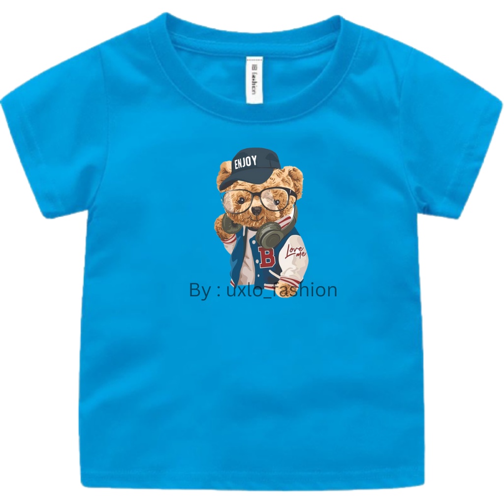 BAJU KAOS ANAK PEREMPUAN DAN LAKI MURAH MOTIF BEAR LUCU BERUANG ENJOY UMUR 2 3 4 5 6 7 8 9 TAHUN UXLO FASHION