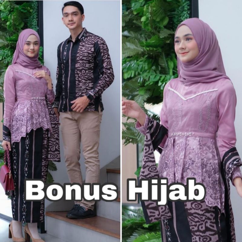 Kebaya batik couple alenna lilac GRATIS JILBAB kebaya wisuda kebaya lamaran kebaya modern