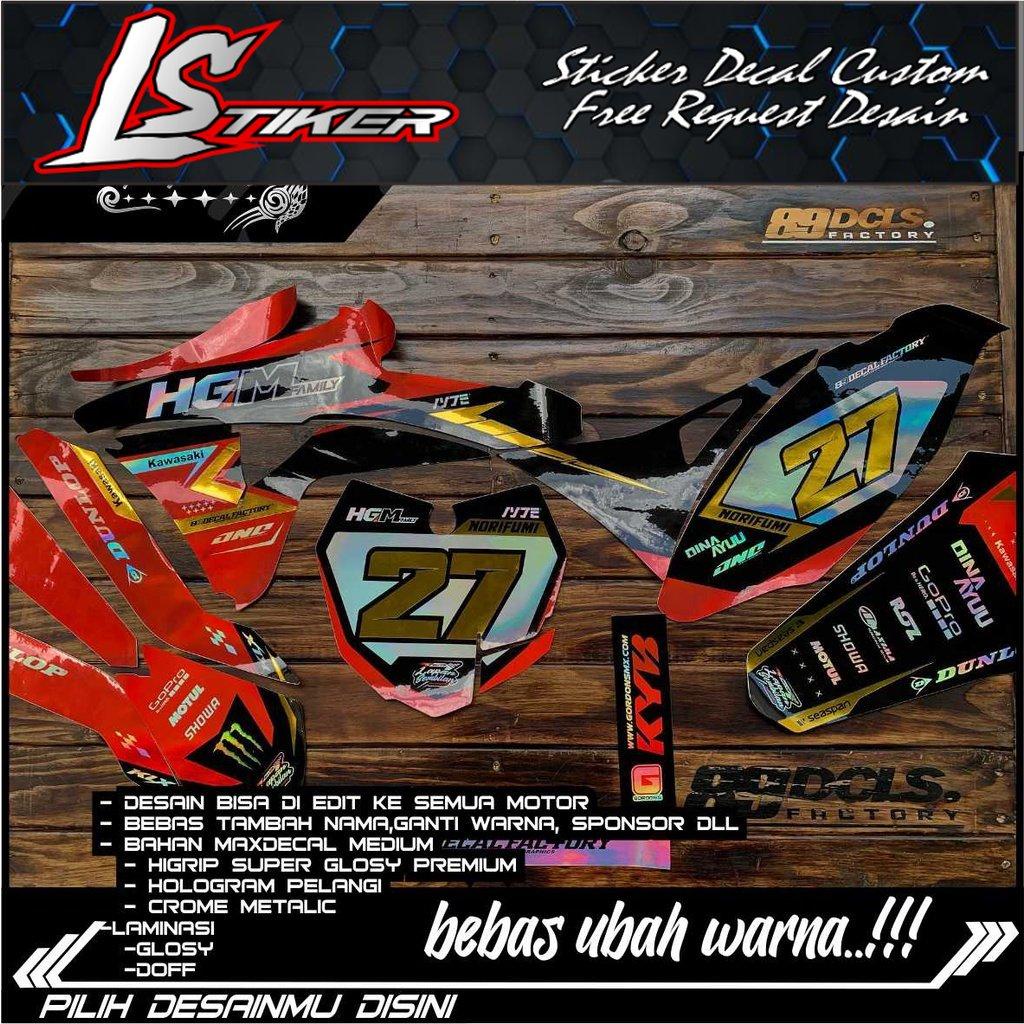 0477 stiicker decal fullbody klx gordon kombinasi gold crome bebas reques