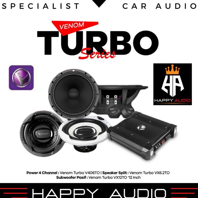 Paket Audio Mobil Venom Turbo Full Set Speaker Split Power 4 Channel