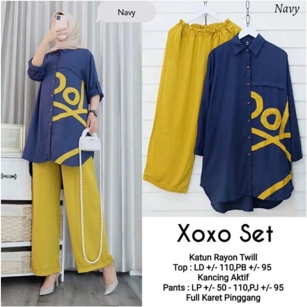 XOXO SET II SETELAN BAJU MUSLIMAH MODERN BAHAN CRINKEL AIR FLOW PREMIUM II CRINKEL AIR FLOW PREMIUM II ADEM NYAMAN DIPAKAI II ARRAZAQU COLLECTION