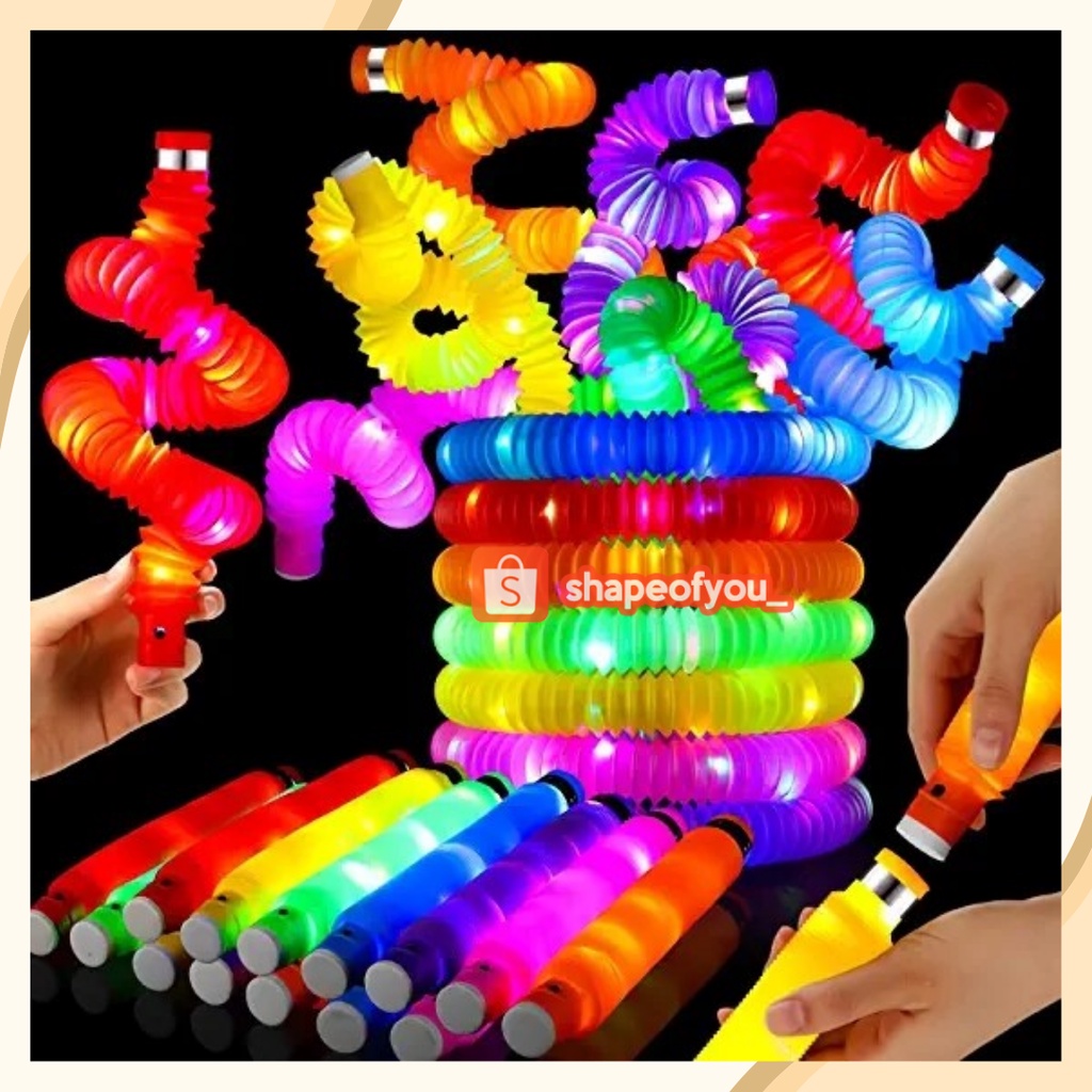 Mainan Viral CEV Light Up Pop Tubes Pop Pipes Mainan Lampu Stick Pipa Selang Fidget Toy