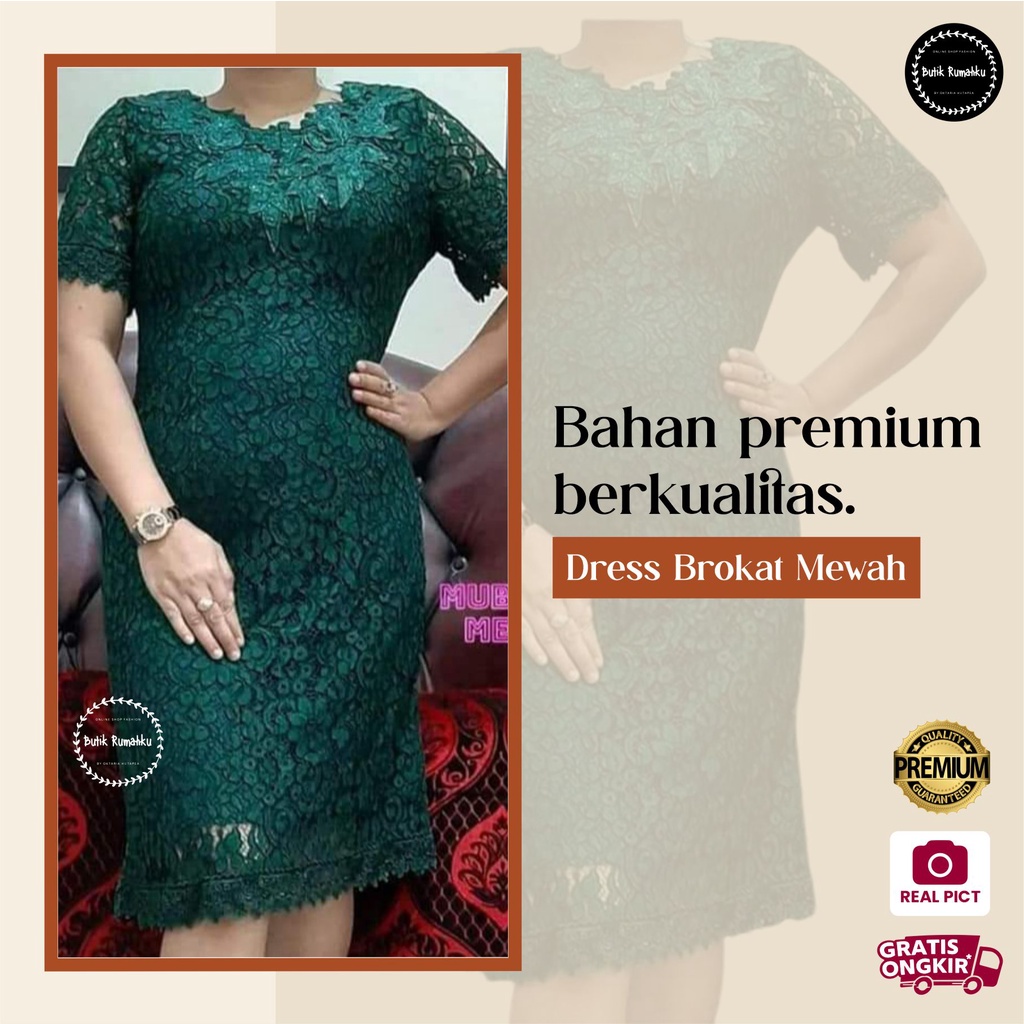 Pakaian Pesta Dress Brukat CZ Baju Kondangan Pesta Fashion Wanita Mewah Dan Kekinian By Butik Rumahk