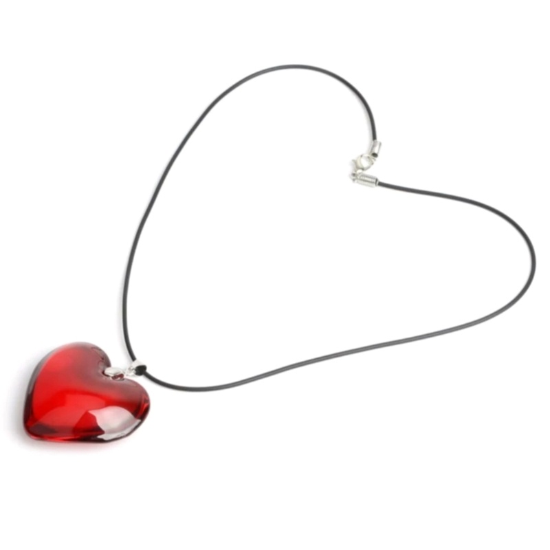 Siy Kristal Bentuk Hati Kalung Kaca Liontin Necklace Perhiasan Rantai Klavikula Warna-Warni Untuk Wanita Gadis Remaja Ornam Unik