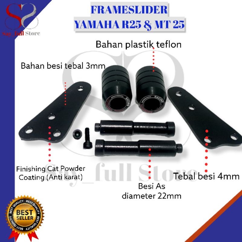 Frame Slider Sepeda Motor R25 & MT25 All Back Pengaman Fairing Body Motor Yamaha R