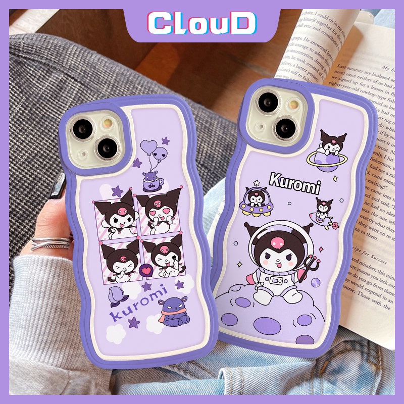 IPHONE Casing Tpu Lembut Kartun Tepi Bergelombang Kompatibel Untuk Iphone11 13 12 14 Pro Max7 8 Plus XR X XS Max6 6s 14 Plus Se2020 Astronot Lucu Kuromi Shockproof Phone Cover