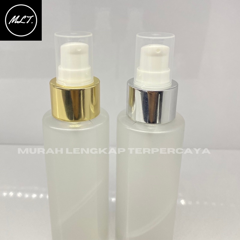 BOTOL RF 100ML FROSTED PUMP TREATMENT GOLD SILVER HALF CAP PET BOTOL PLASTIK FROSTED 100 ML GOLD SILVER