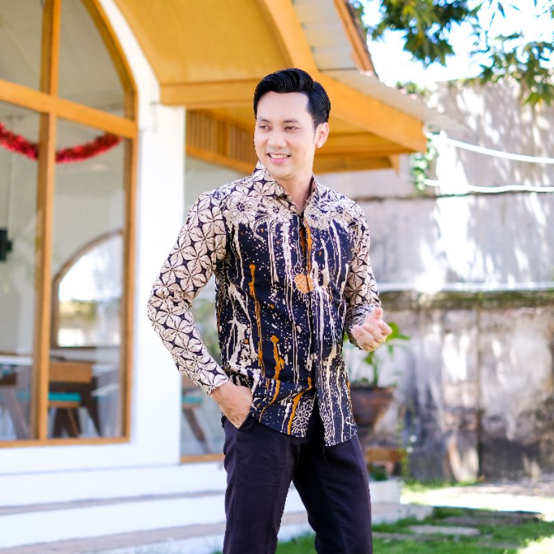 Batik Premium Pria Slimfit Kemeja Batik Pria Slimfit Bahan Katun Primisima Ful Furing Kertojoyo kj29