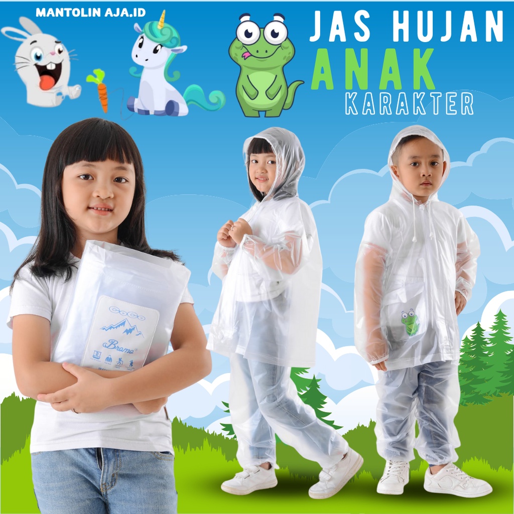 Jas Hujan Anak Setelan Umur 3 sampai 8 Tahun Bening Mantel Bromo COCO Karakter Anak Mantel Hujan Anak SD 5 sampai 10 Tahun Jas Hujan Karakter Jas Hujan Tebal Bening