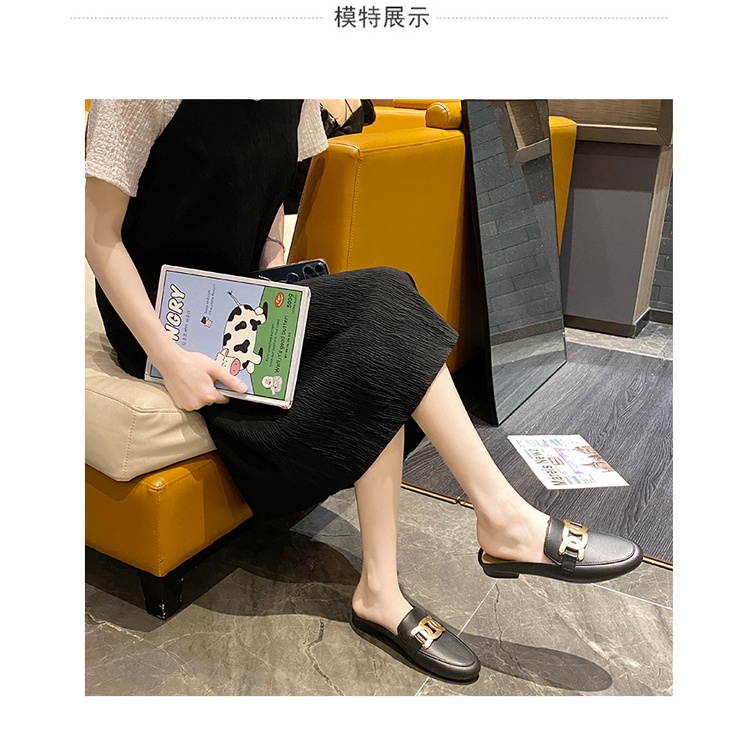 ❀ Chingu ❀ SA028 Sandal Wanita Slip Langsung Simple Trend Flat Fashion Kasual Sendal Wanita Import