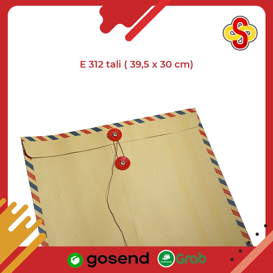 Amplop Tali Cokelat Airmail Executive E 312 (39.5 x 30 cm) Isi 100 pcs