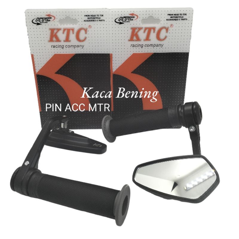 paket variasi motor spion jalu bar end/Oval/Kaca Bening/Kaca Biru + hangrip Ktc Bulu hitam untuk semua