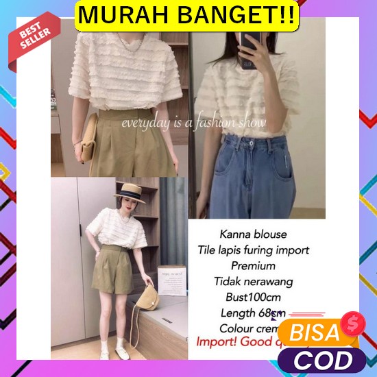 Star Seller. Blus Wanita Jumbo Motif Dmr Cadie Blouse (Part 1) Busui  Kanna Blouse Import Prm Cream 